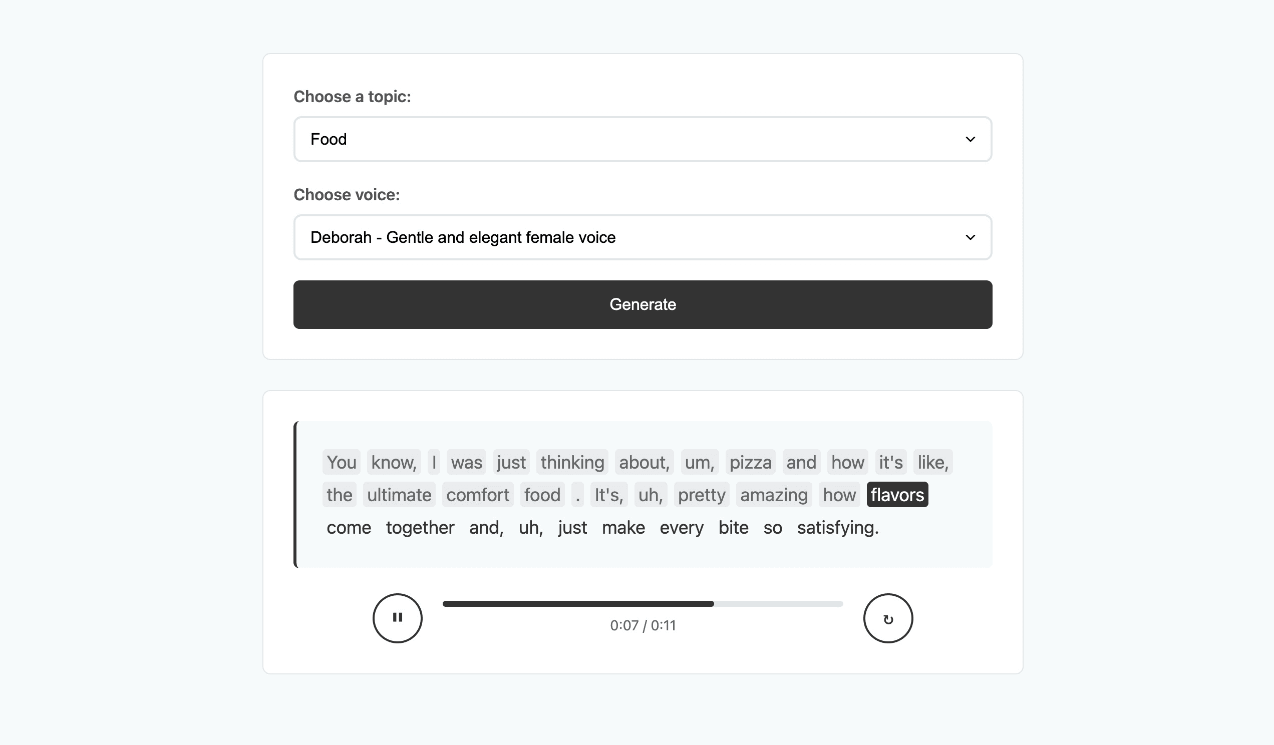 User guide interface for creating a custom AI voice clone. Instructions cover minimizing noise and maximizing emotional expression, followed by the input fields for voice metadata and the file upload area for training samples.
