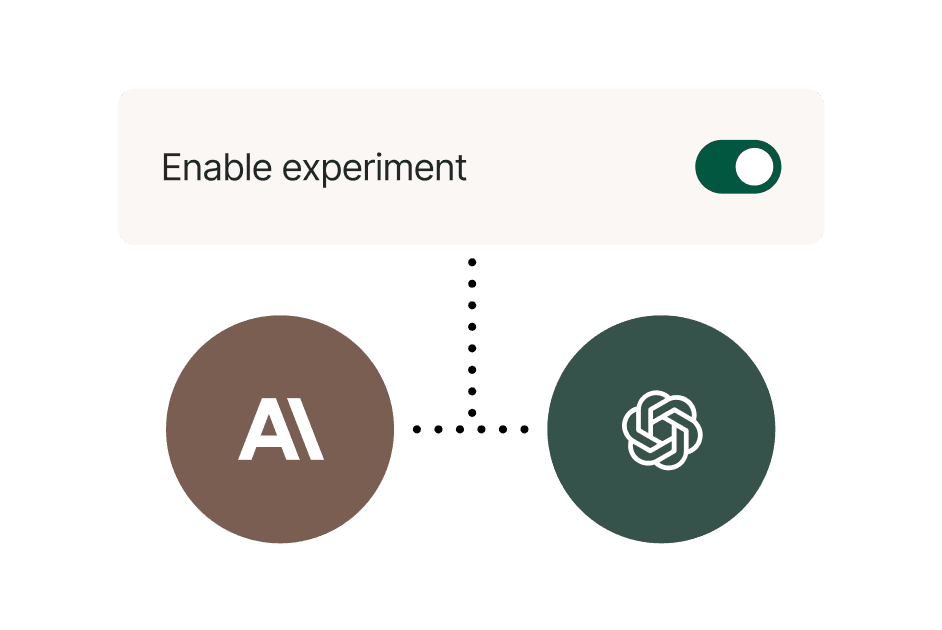 A UI element with a toggle to enable an experiment comparing the Anthropic and OpenAI AI models.